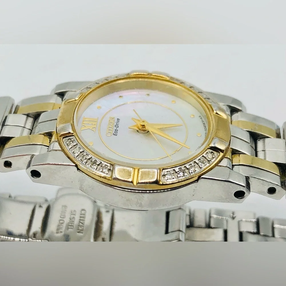 Citizen Eco-Drive Ladies Watch Two-Tone Diamond Accent MOP Dial